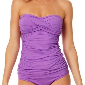 Anne Cole Womens Live In Color Twist Front Bandeaukini Swim Top NWT Strapless XS